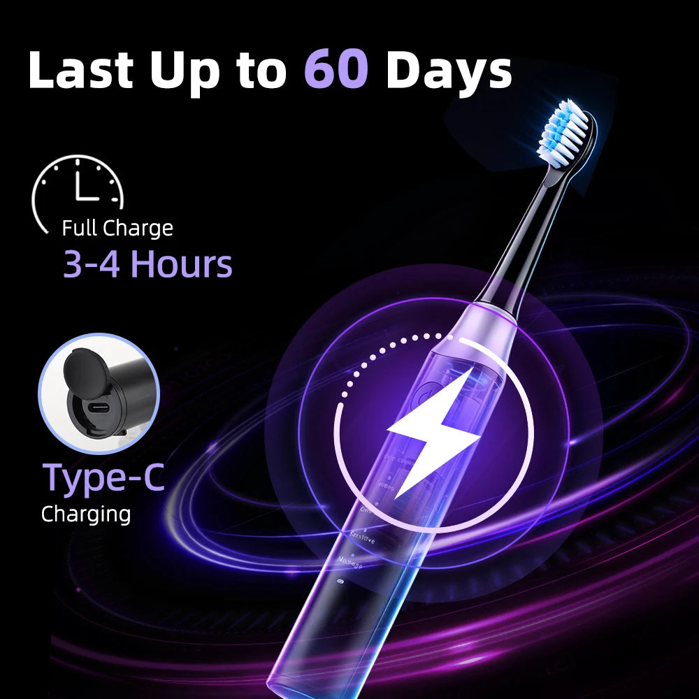 Rechargeable Sonic Electric Toothbrush with 5 Modes and Timer - 5