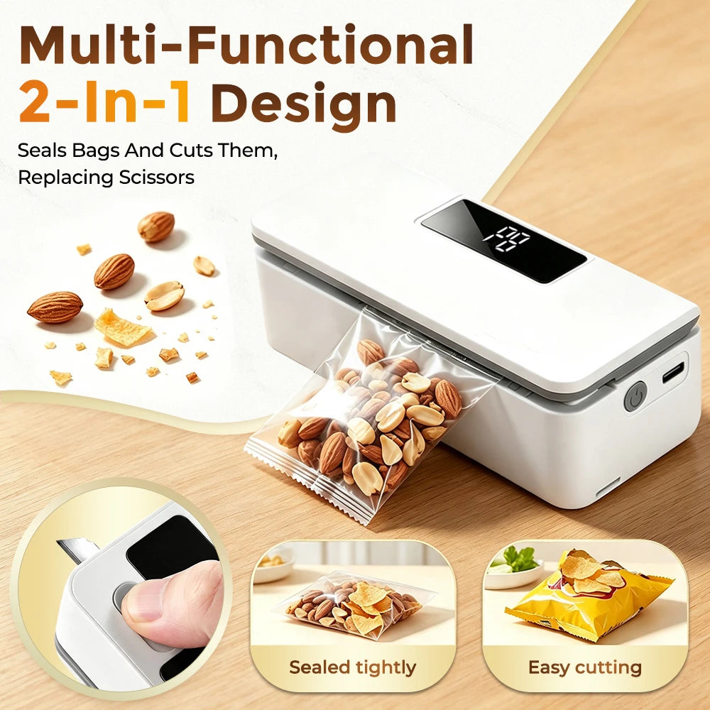 Portable Rechargeable Mini Bag Sealer with Built-in Cutter