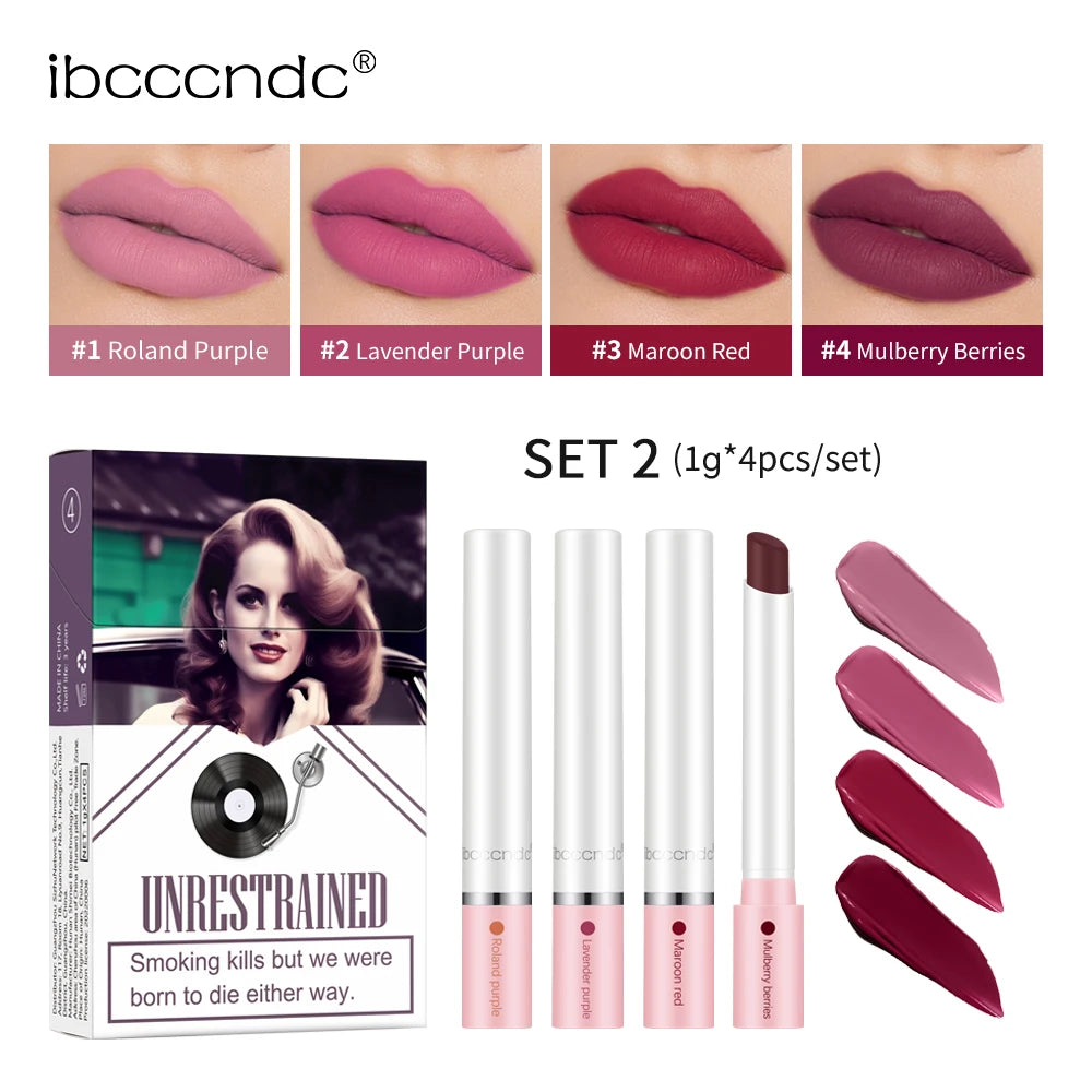 4-Piece Velvet Matte Lipstick Set Waterproof Long-Lasting - 22