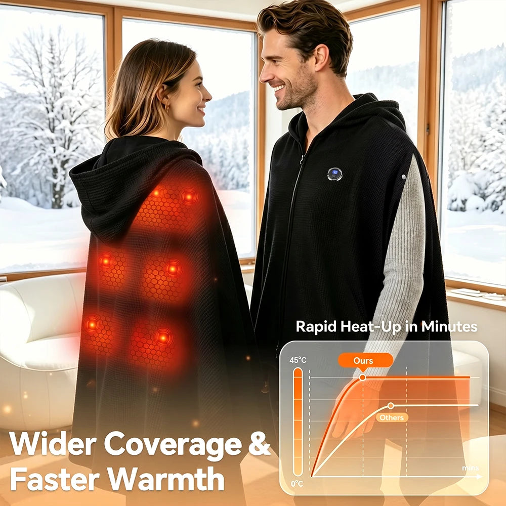 Wearable USB Graphene Heated Hooded Shawl - 10