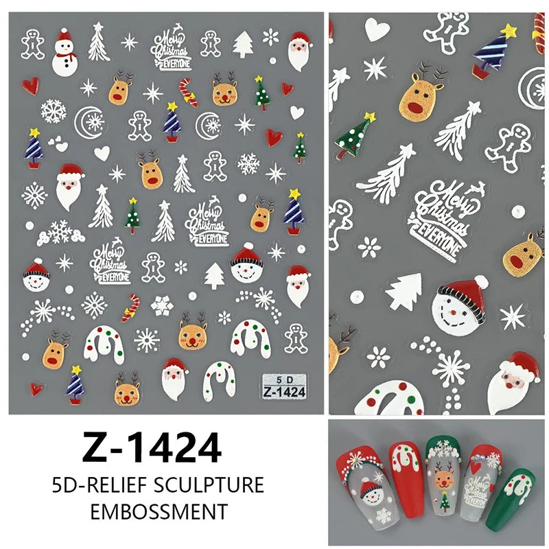 3D Christmas Cartoon Nail Art Sticker Decals