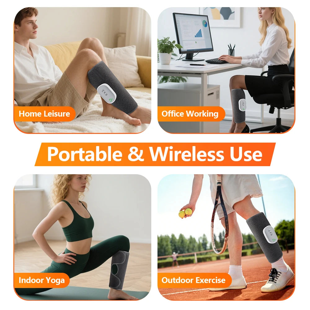 Wireless Air Compression Leg and Calf Massager for Muscle Recovery