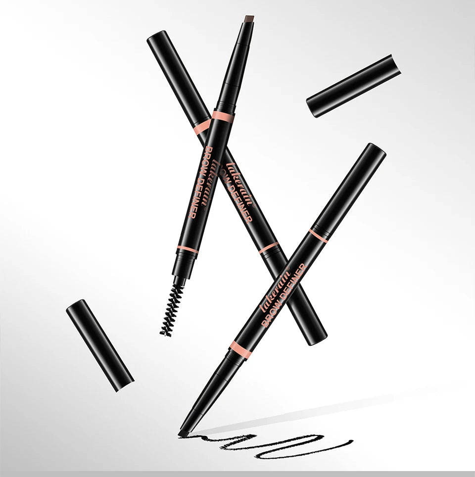 Waterproof Triangular Tip Eyebrow Pencil with Grooming Brush
