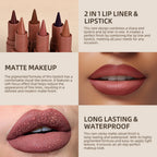 2-in-1 Waterproof Matte Lipstick and Lip Liner Crayon