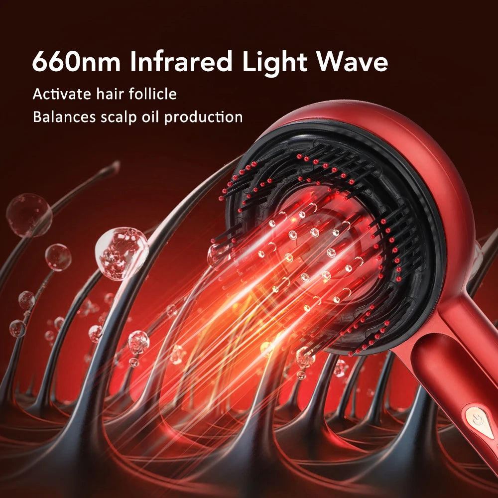 Electric Scalp Massage Comb with Red Light and Liquid Applicator