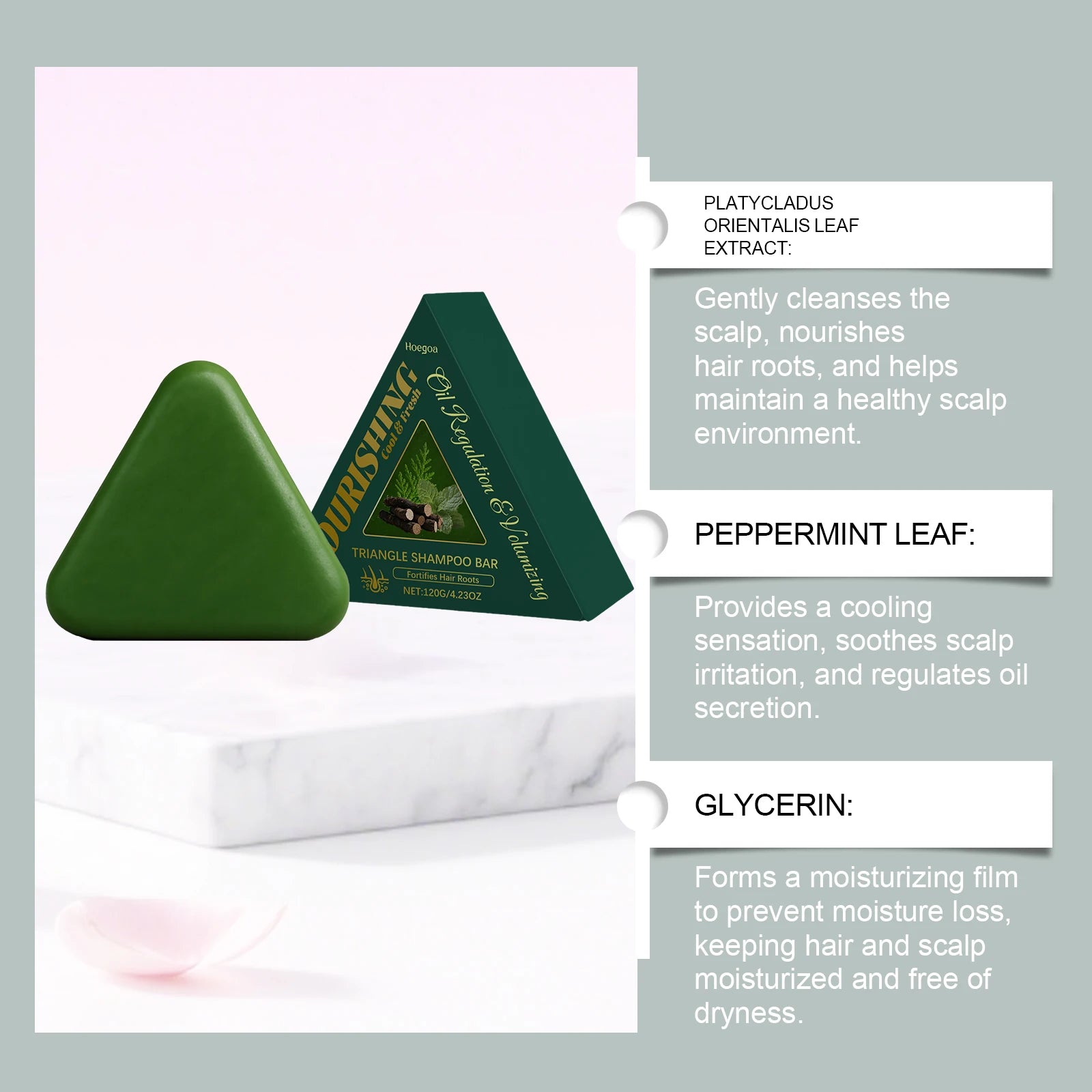 Herbal Triangle Hair Growth and Oil Control Shampoo Bar - 8