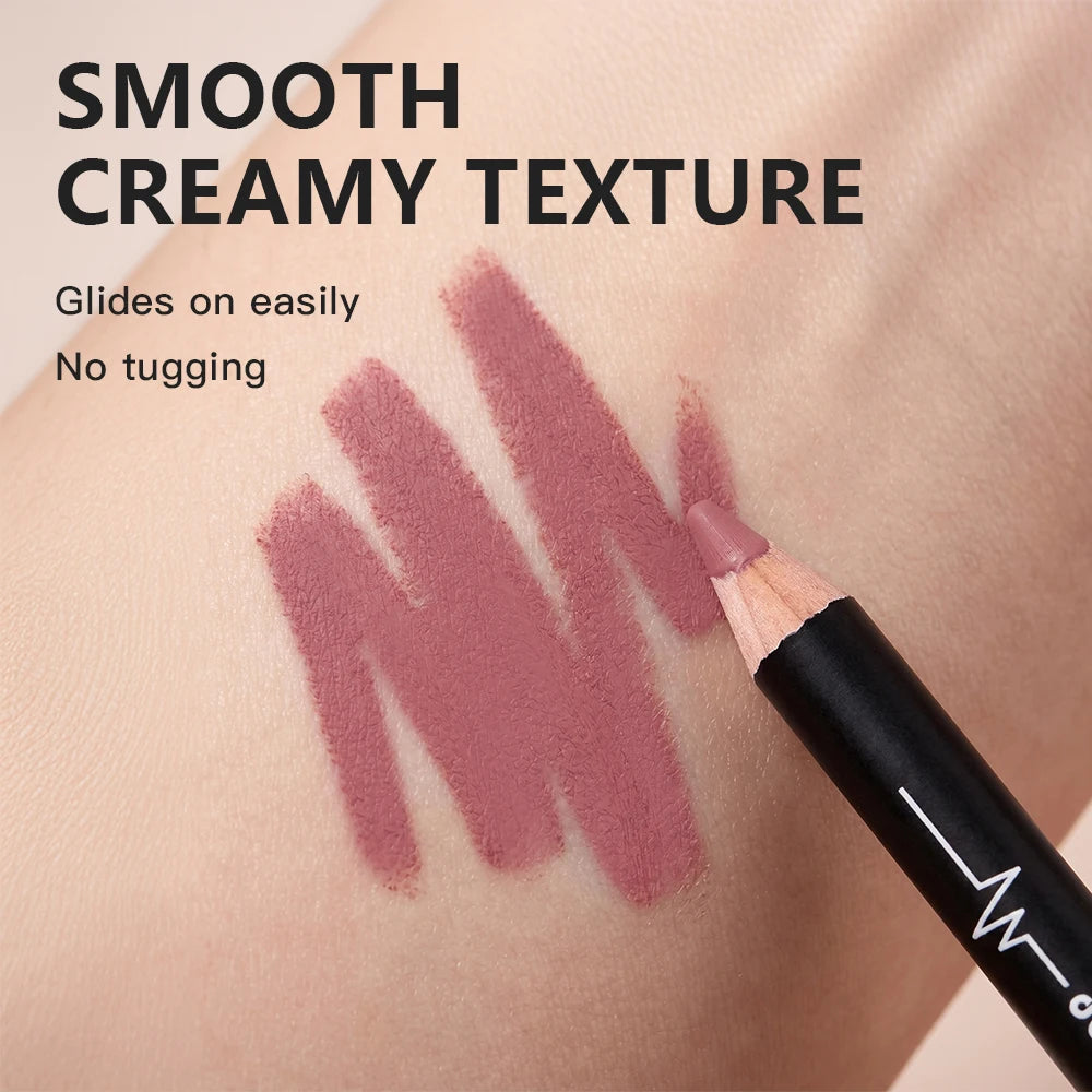 12-Color Waterproof Matte Lip Liner Pencil Set - 12