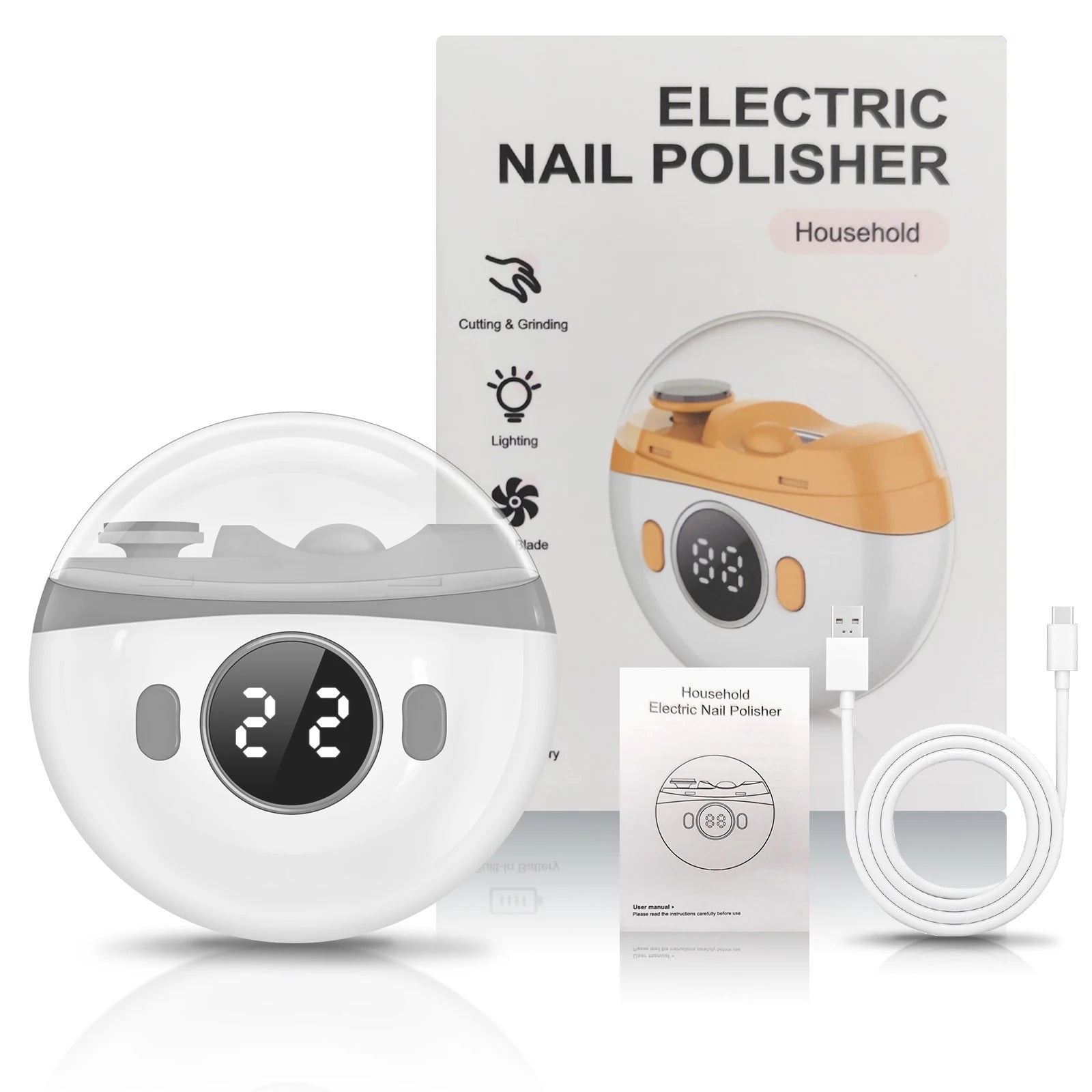 Electric Automatic Nail Clipper and Polisher with LED Light - 7
