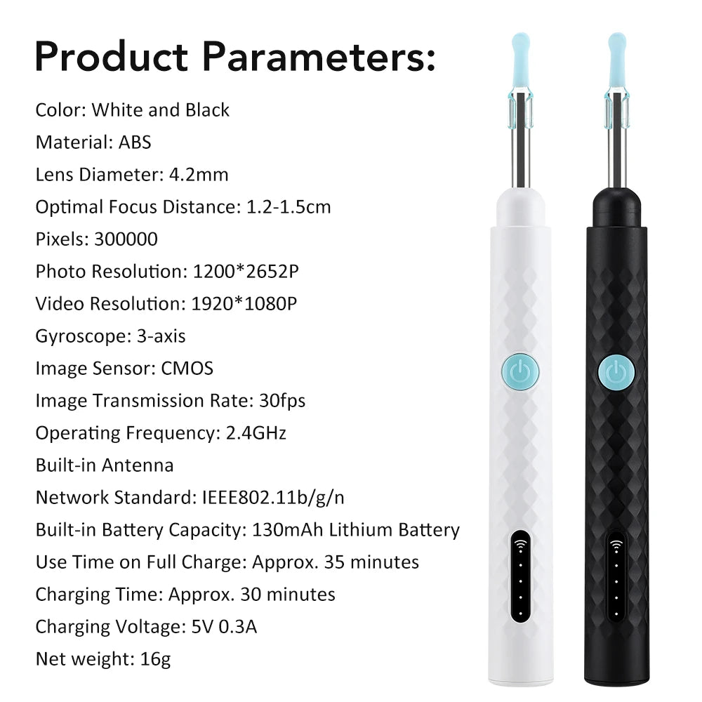 Visual Ear Wax Cleaner with HD Camera and Tweezers