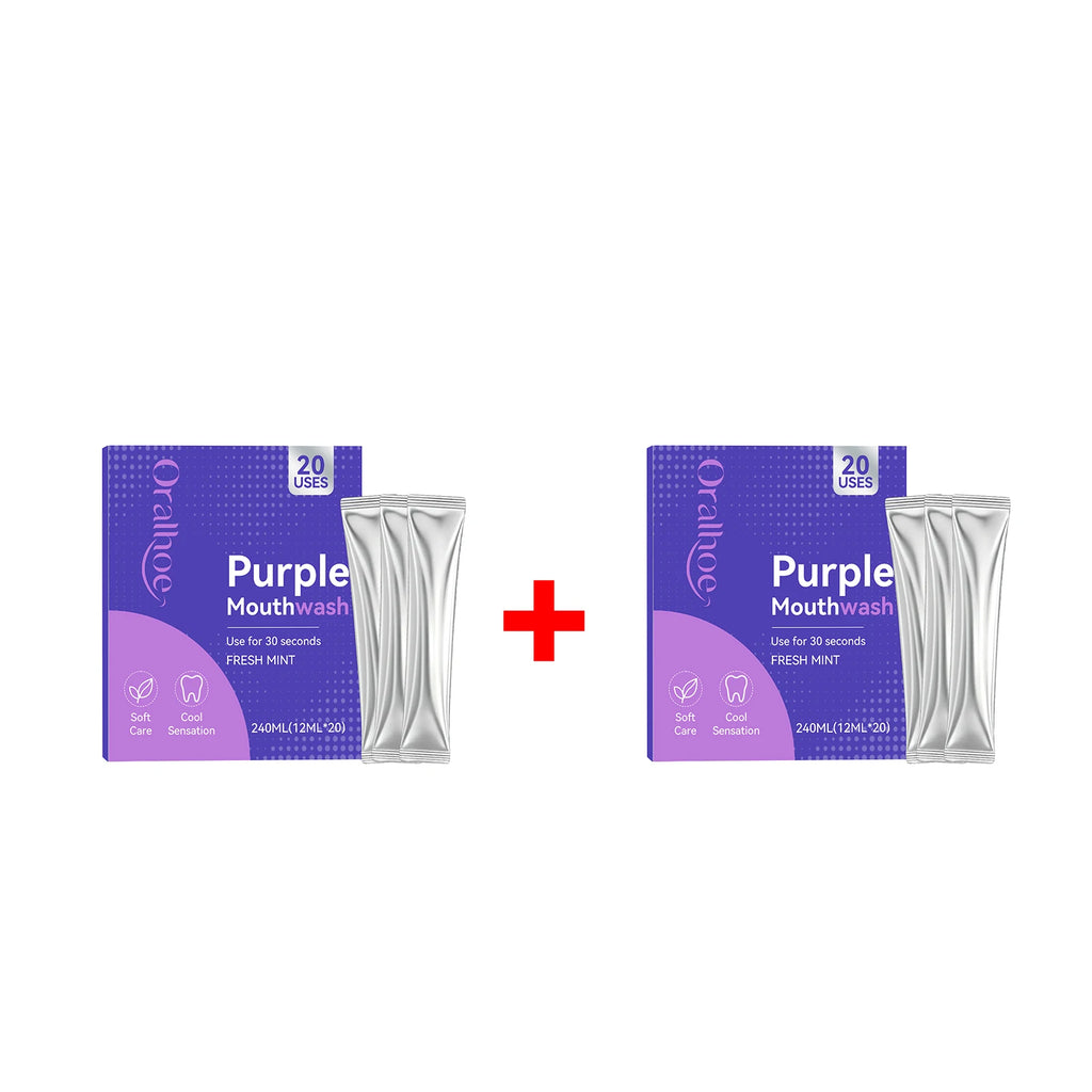 Portable Single-Use Purple Mouthwash Sachets for Fresh Breath