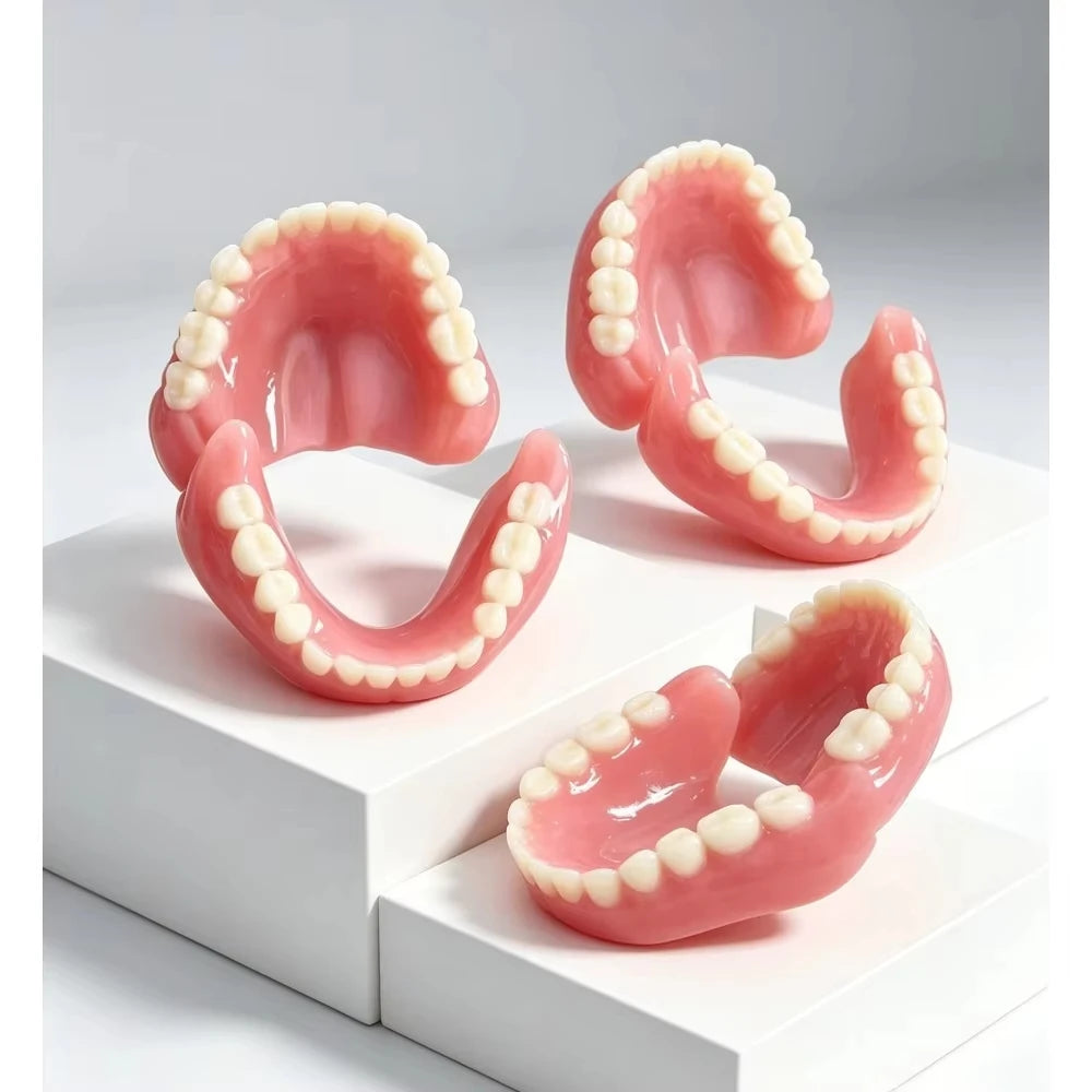 Custom-Fit Silicone Upper and Lower Cosmetic Denture Set - 2