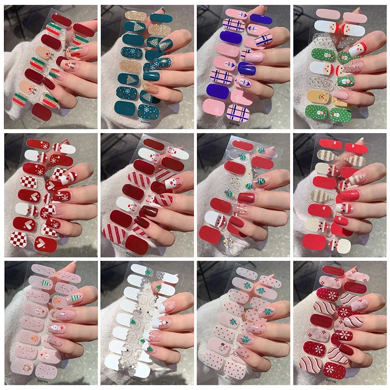 Christmas Snowflake Gel Nail Art Wraps