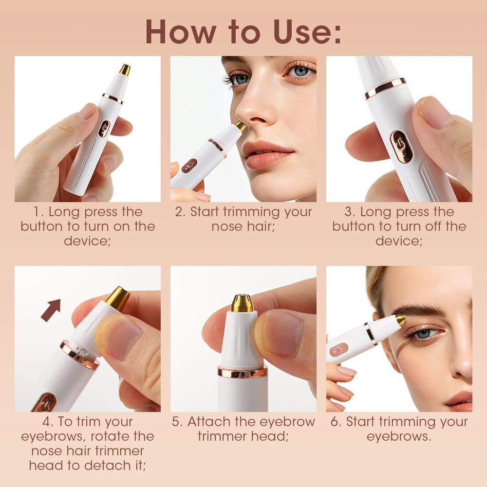2-in-1 Electric Eyebrow and Nose Hair Trimmer
