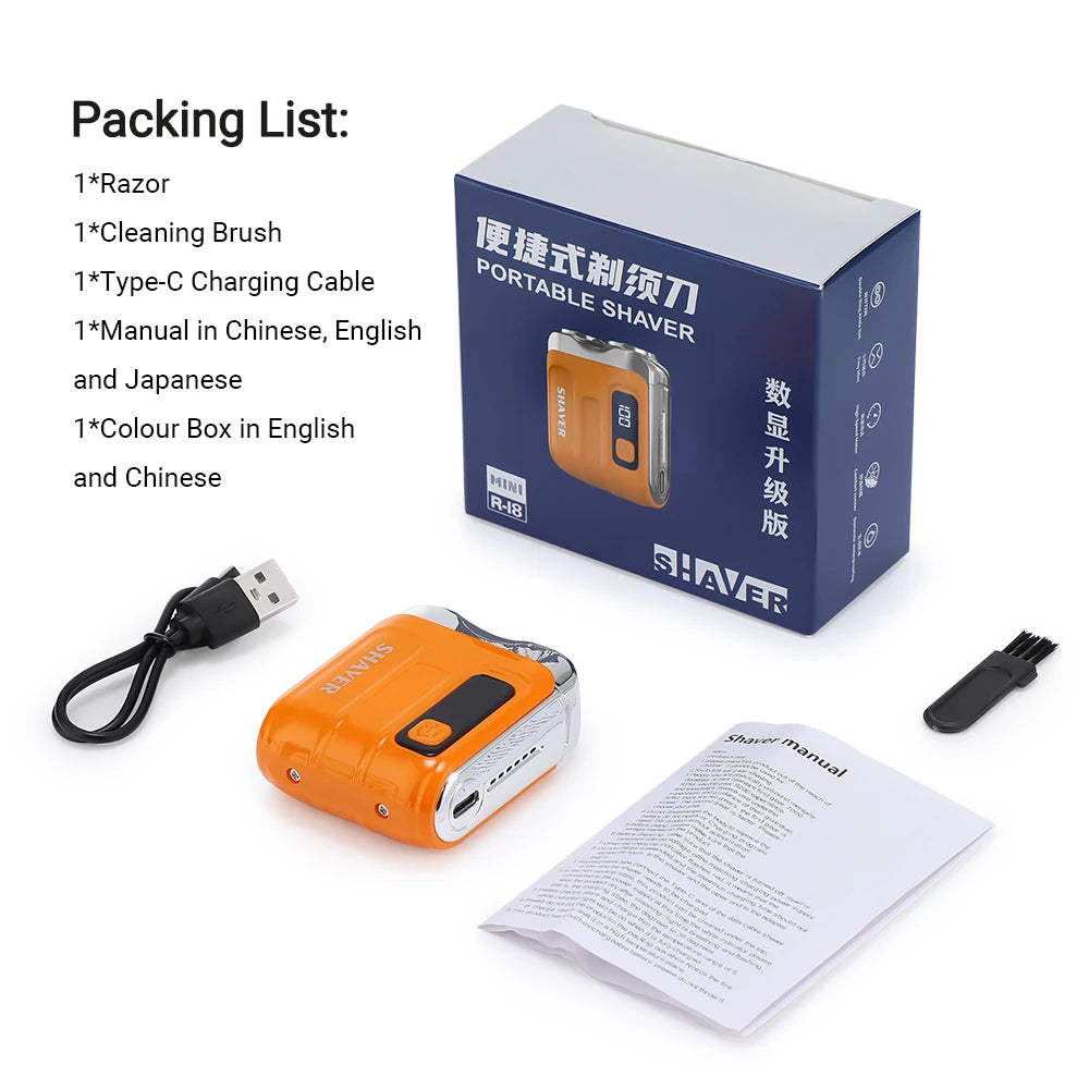 Portable Electric Dual-Head Shaver for Men with LED Display