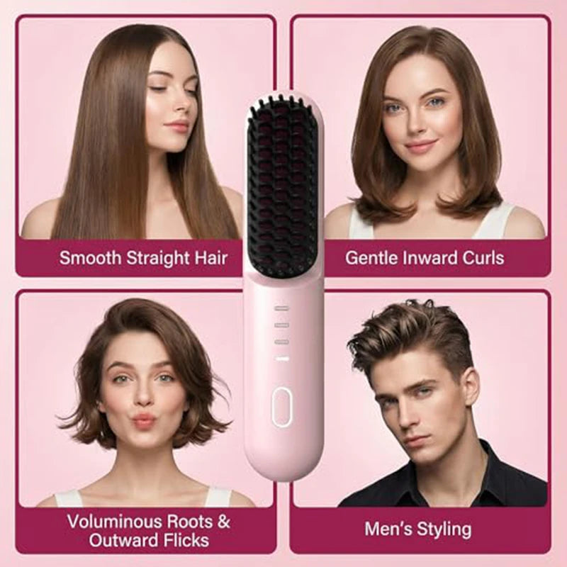 Fast-Heating Ionic Hair Straightening Brush for Frizz-Free Styling