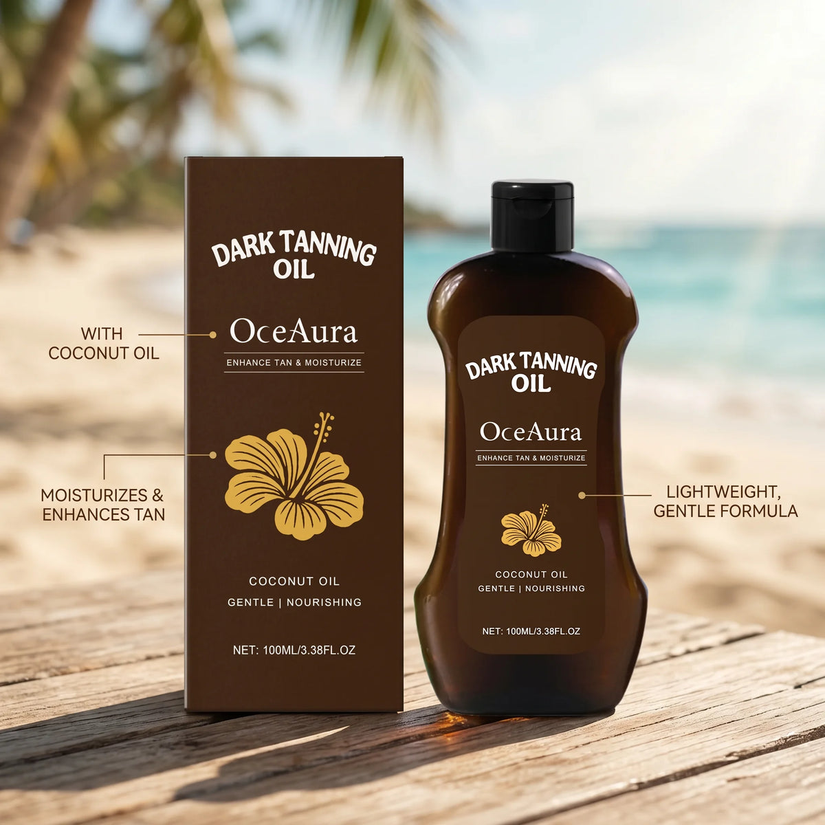 Coconut Oil Dark Tanning Body Oil for Deep Bronze Glow