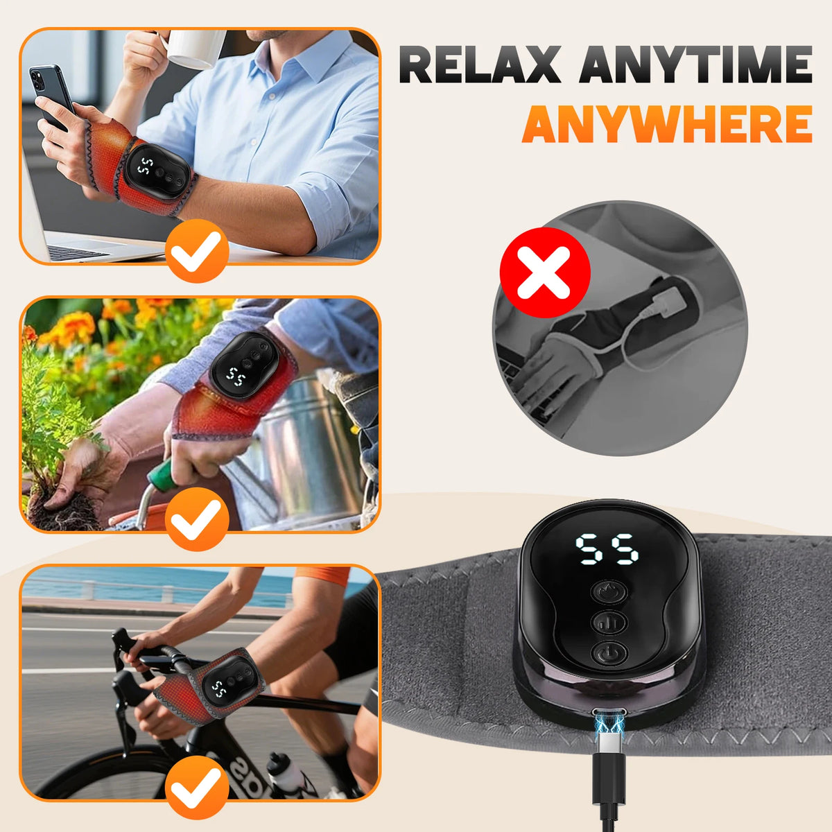 Cordless Vibration Massage Wrap for Wrist and Ankle