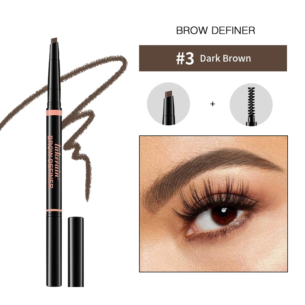 Waterproof Triangular Tip Eyebrow Pencil with Grooming Brush