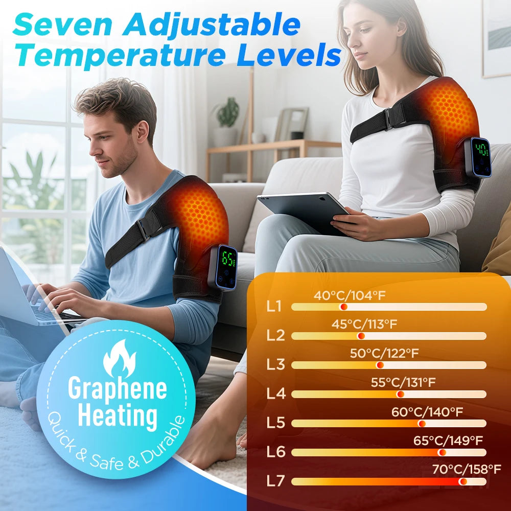 Cordless Heated Shoulder Massager with Vibration and App Control