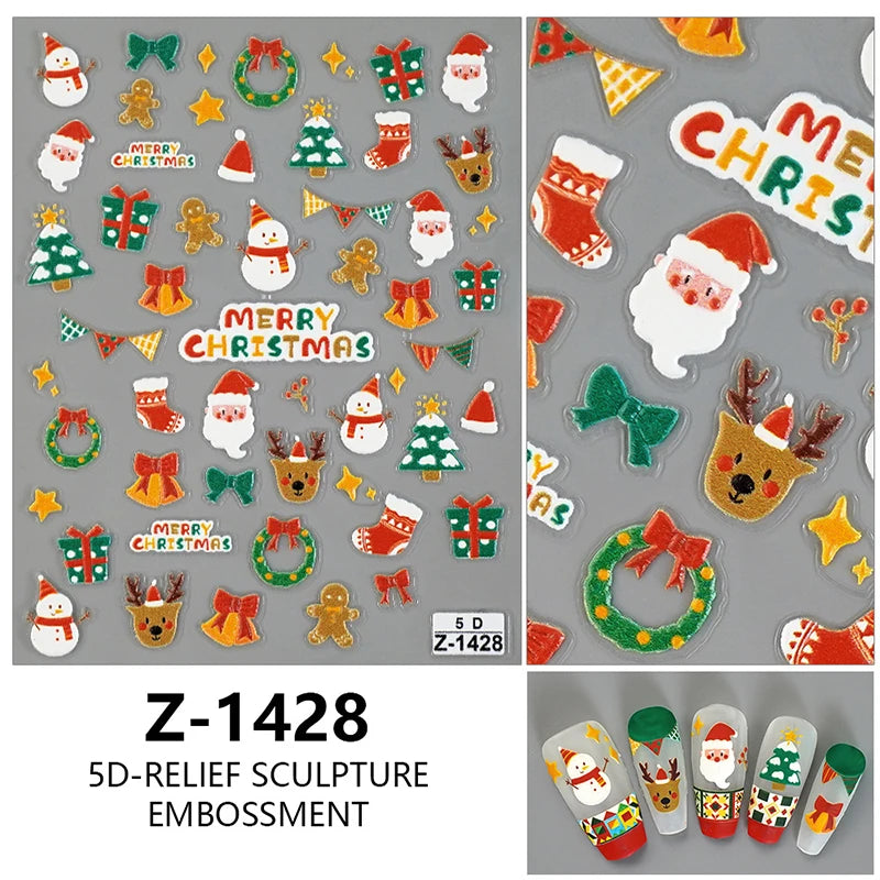 3D Christmas Cartoon Nail Art Sticker Decals