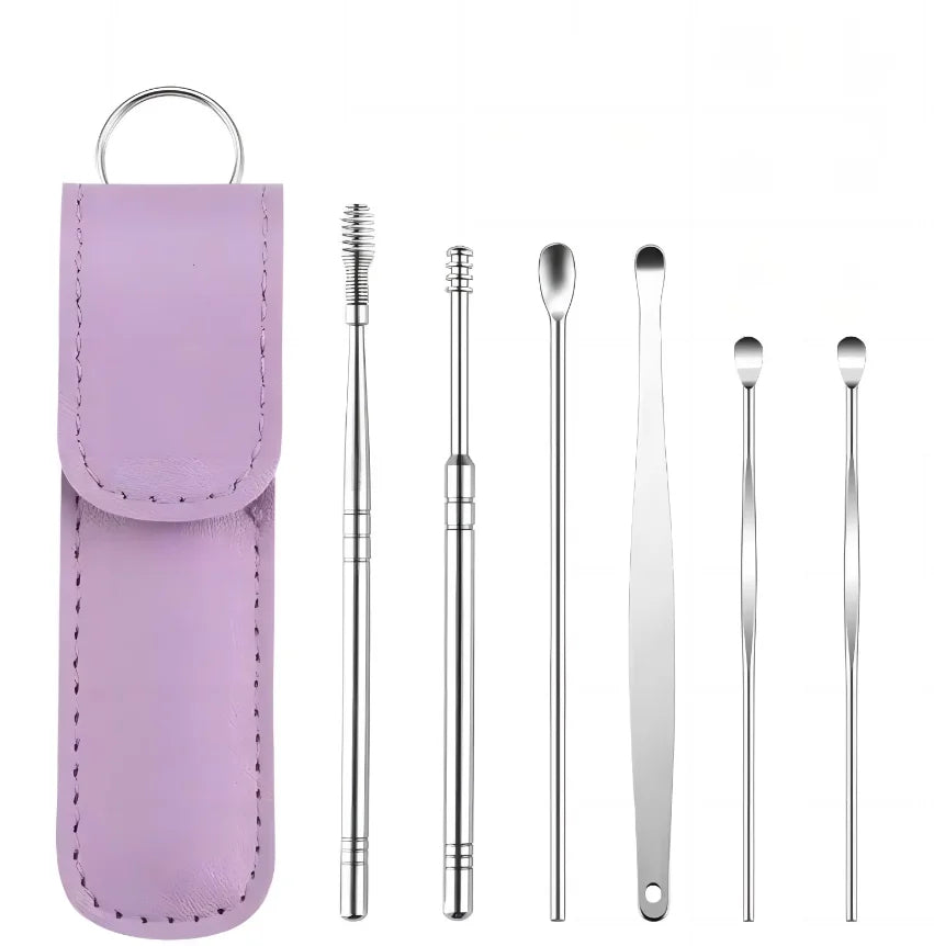 Stainless Steel Ear Wax Removal Cleaning Kit with Storage Case