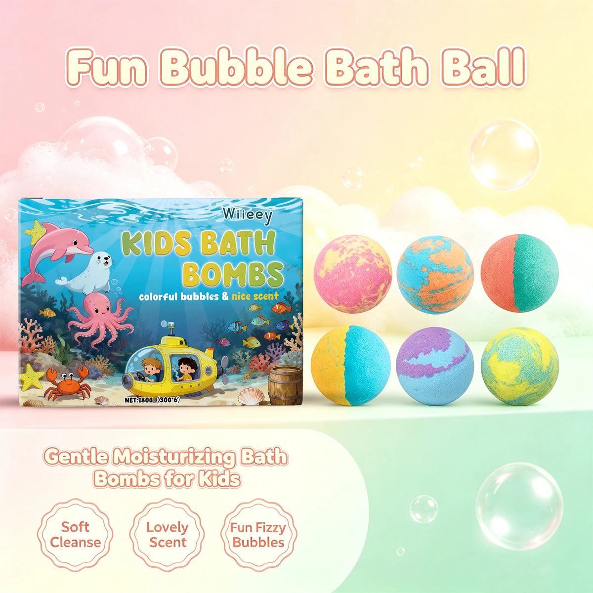 Kids Moisturizing Fizzy Bath Bomb Set