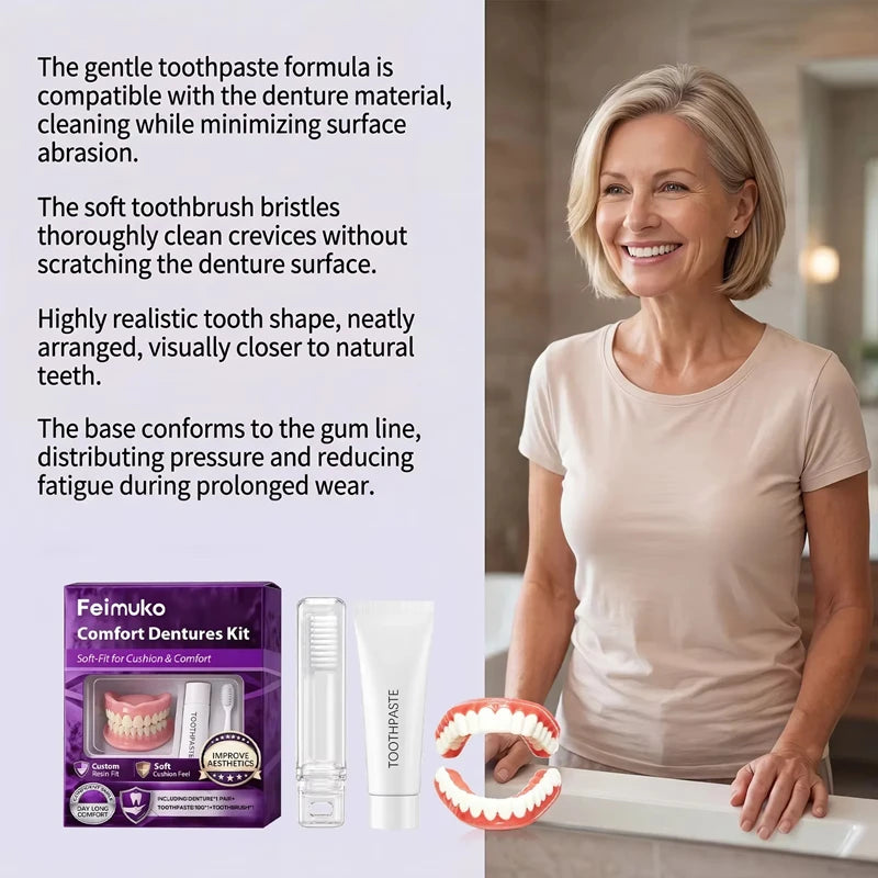 Comfortable Full Set Silicone Dentures for Instant Smile Enhancement