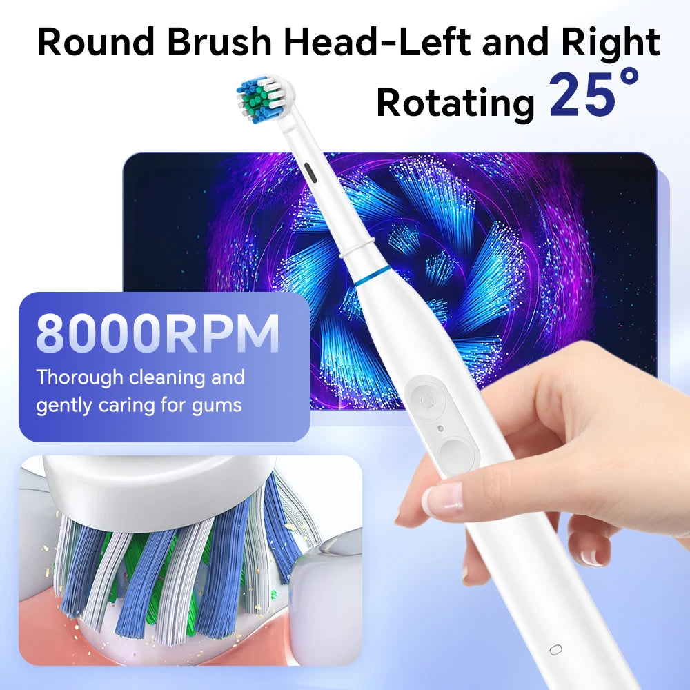 Rechargeable Rotating Electric Toothbrush with 4 Replacement Heads