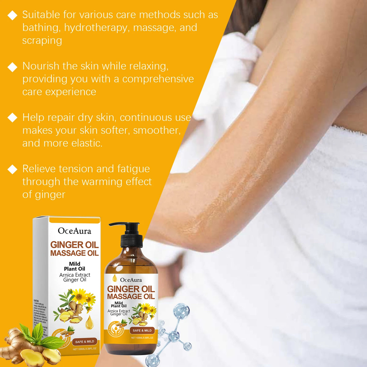 Ginger Essential Massage Oil for Muscle Relief and Skin Nourishment