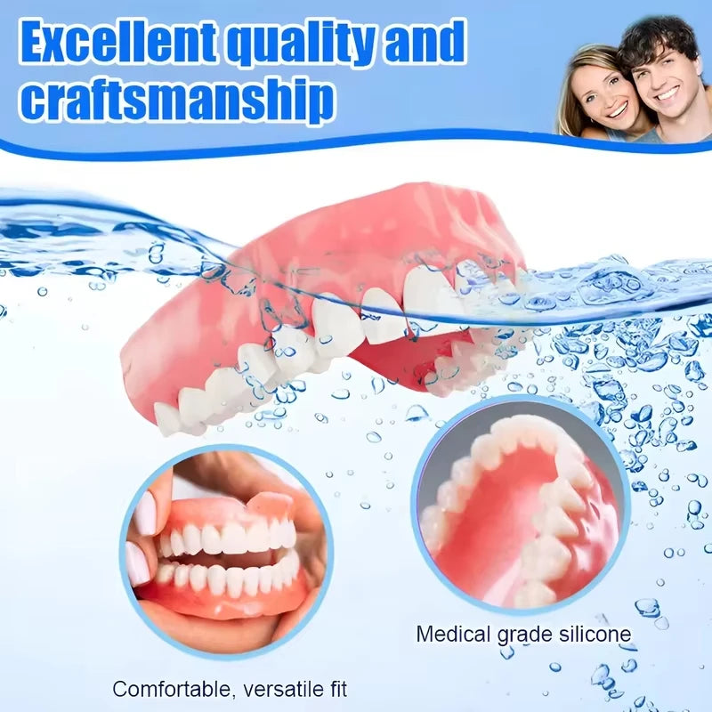 Full Mouth Cosmetic Denture Set with Hygiene Kit and Storage Case - 4