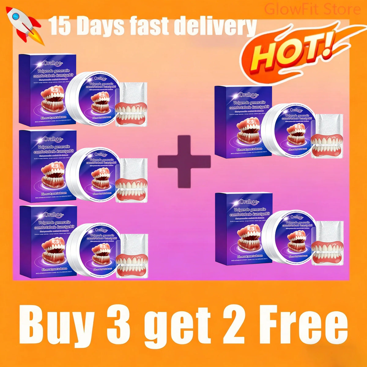 Instant Snap-On Silicone Denture Kit for Natural Looking Smile