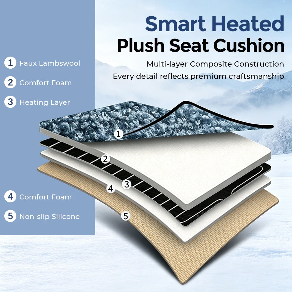 Heated Lambswool Car Seat Cushion for Winter Commuting