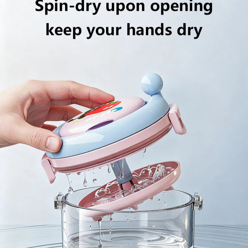 Portable Denture Cleaning Case with Rotary Brush and Storage Tray