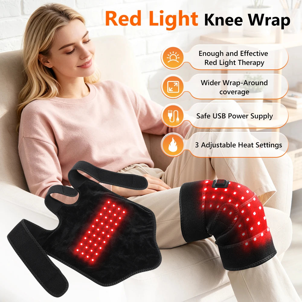 Red Light Therapy Heated Knee Brace with 3 Heat Settings