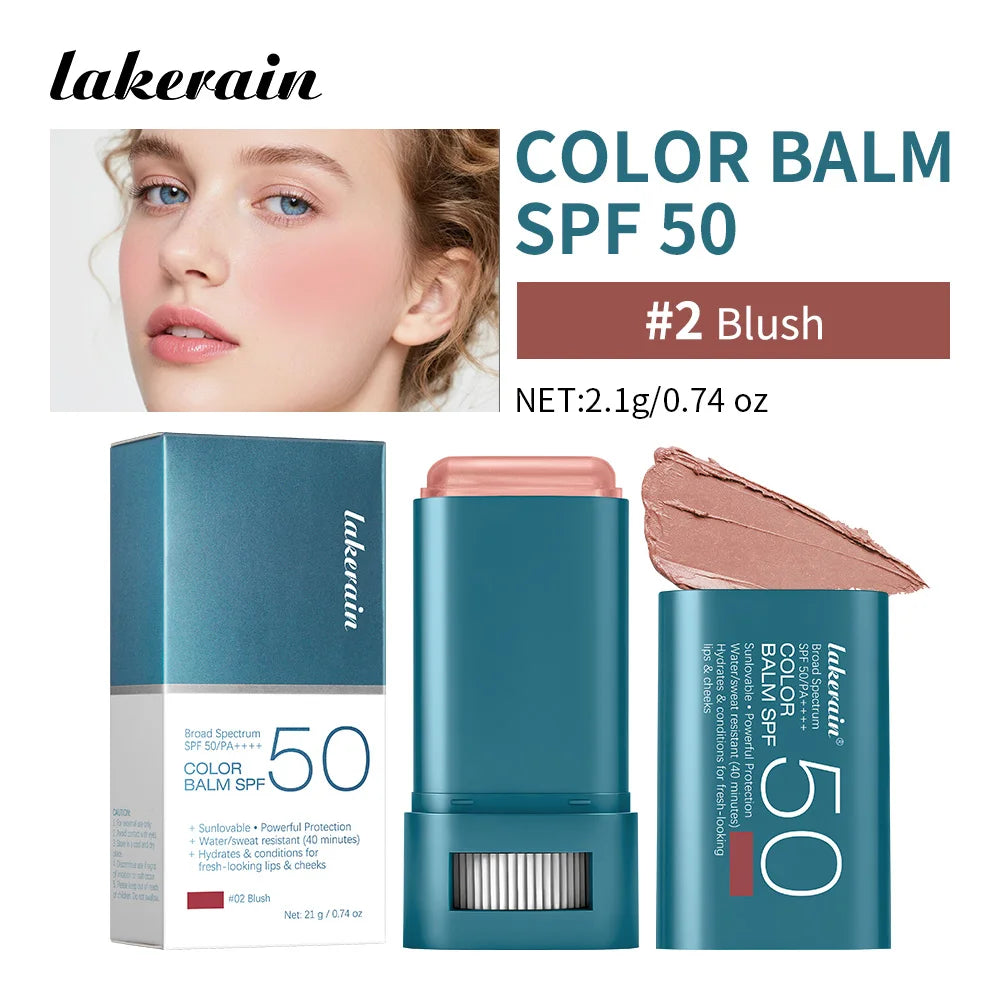 SPF 50 Tinted Sunscreen Blush Stick for Glowing Cheeks
