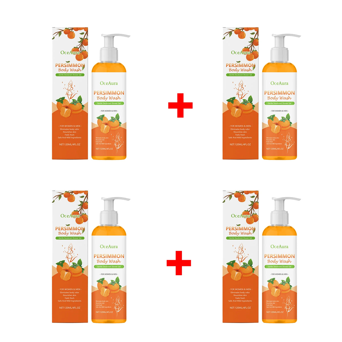 Persimmon Exfoliating Body Wash and Odor Neutralizing Shower Gel