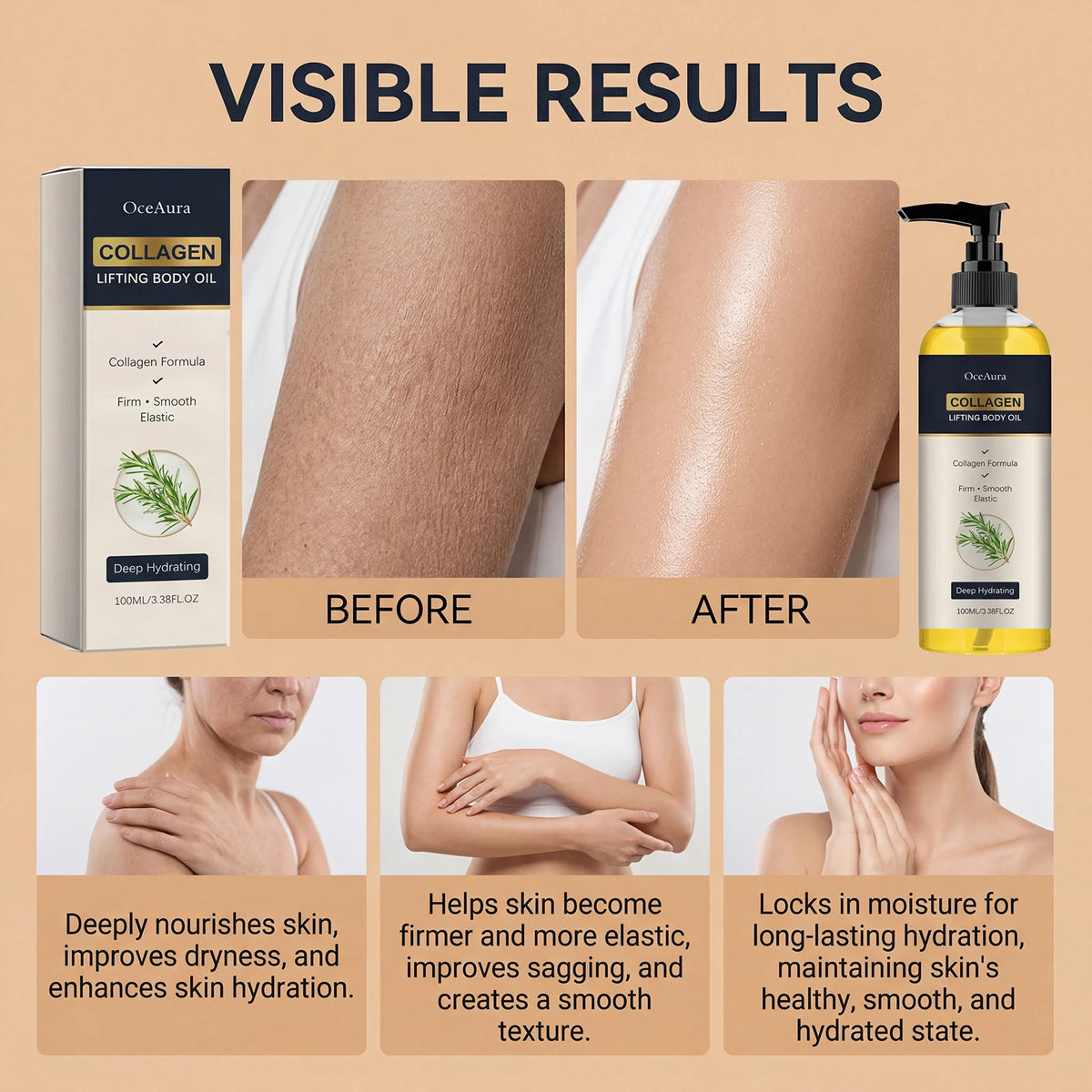 Collagen Firming Body Oil for Skin Elasticity and Deep Hydration