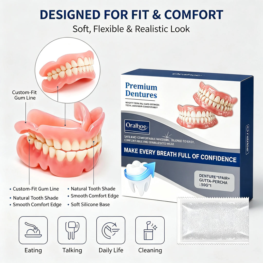 Comfort Fit Silicone Snap-On Dentures for Natural Smile
