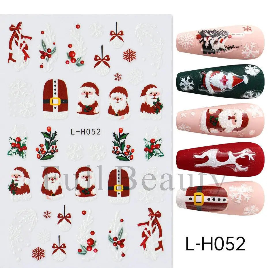 3D Christmas Cartoon Nail Art Sticker Decals