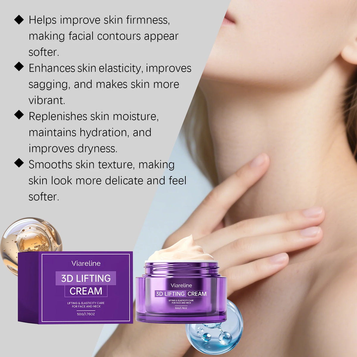 3D Face and Neck Firming Lifting Cream for Fine Lines