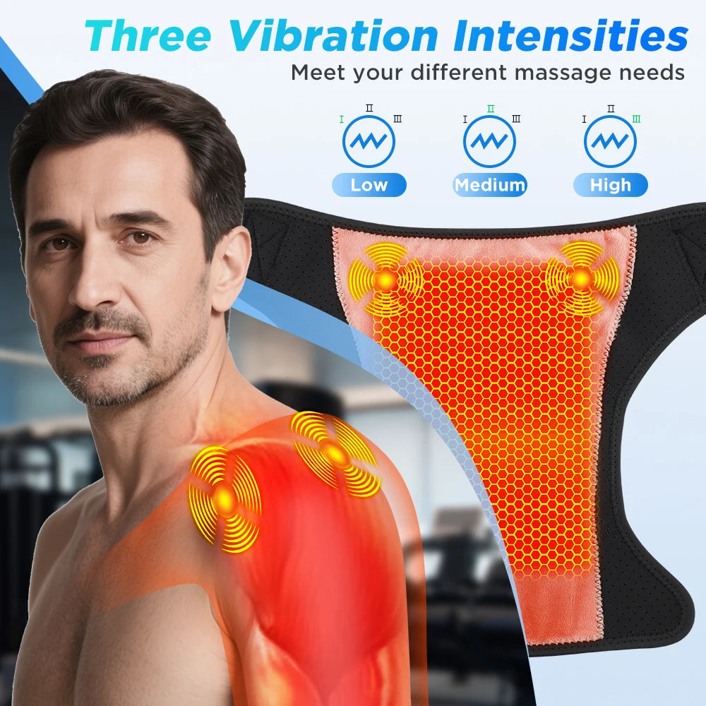 Cordless Heated Shoulder Massager with Vibration and App Control