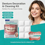 Cosmetic Denture and Cleaning Kit for Missing or Stained Teeth