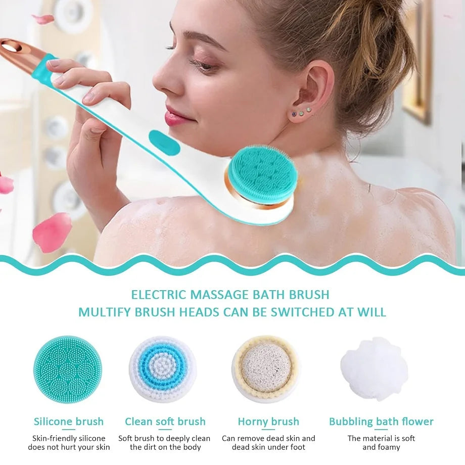 Electric Rechargeable Long-Handle Bath and Body Scrubber