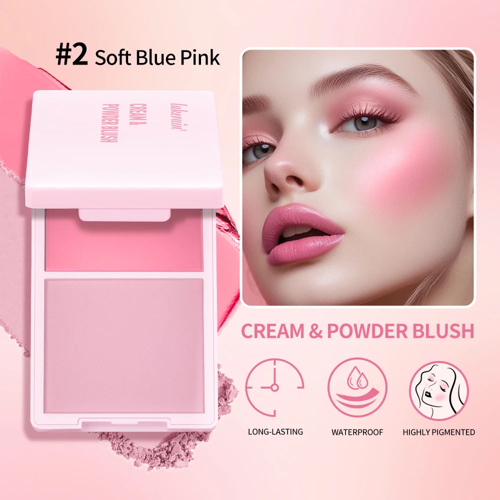 2-in-1 Cream and Powder Blush Palette for Long-Lasting Makeup