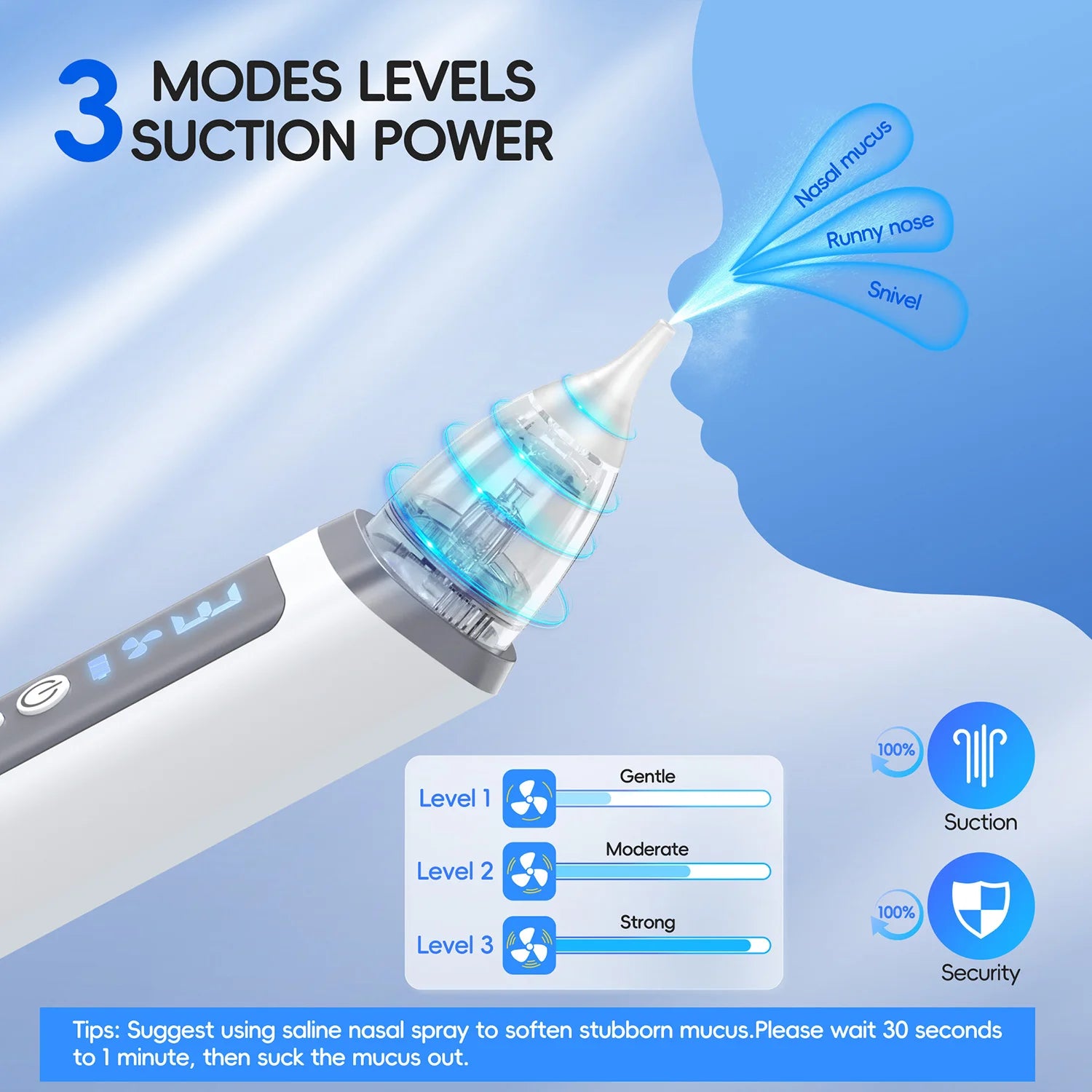 Electric Baby Nasal Aspirator with Music and 3 Suction Levels - 3
