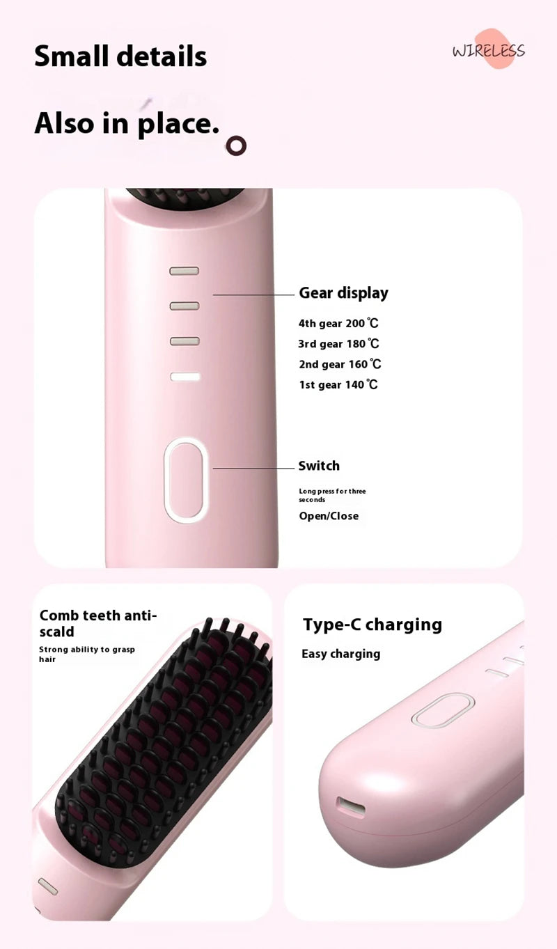 Fast-Heating Ionic Hair Straightening Brush for Frizz-Free Styling