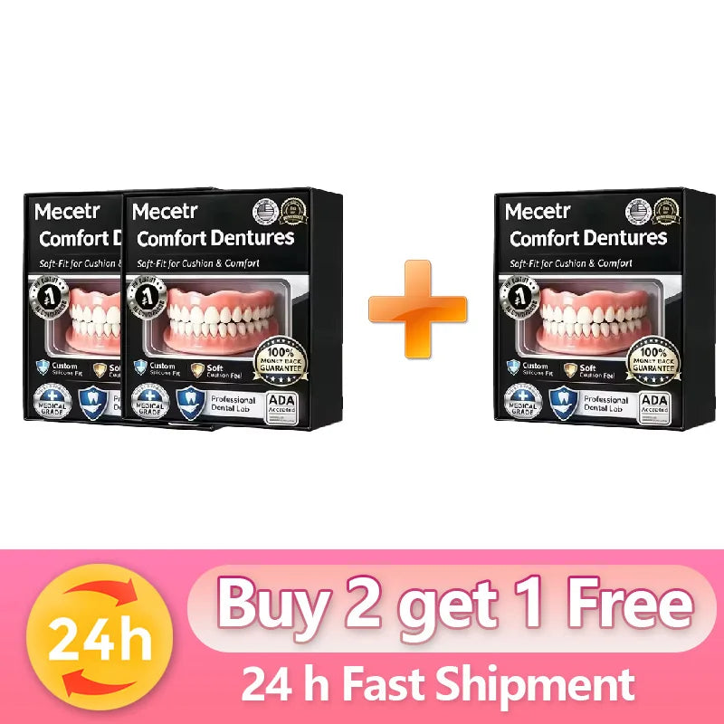Realistic Full Set Upper and Lower Dentures for Natural Smile