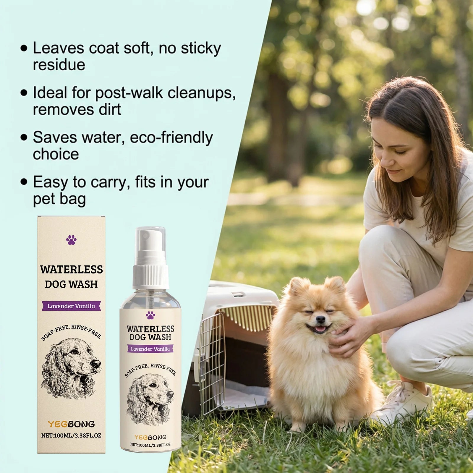 Waterless Dog Shampoo Spray for Fresh Coat and Odor Removal - 6