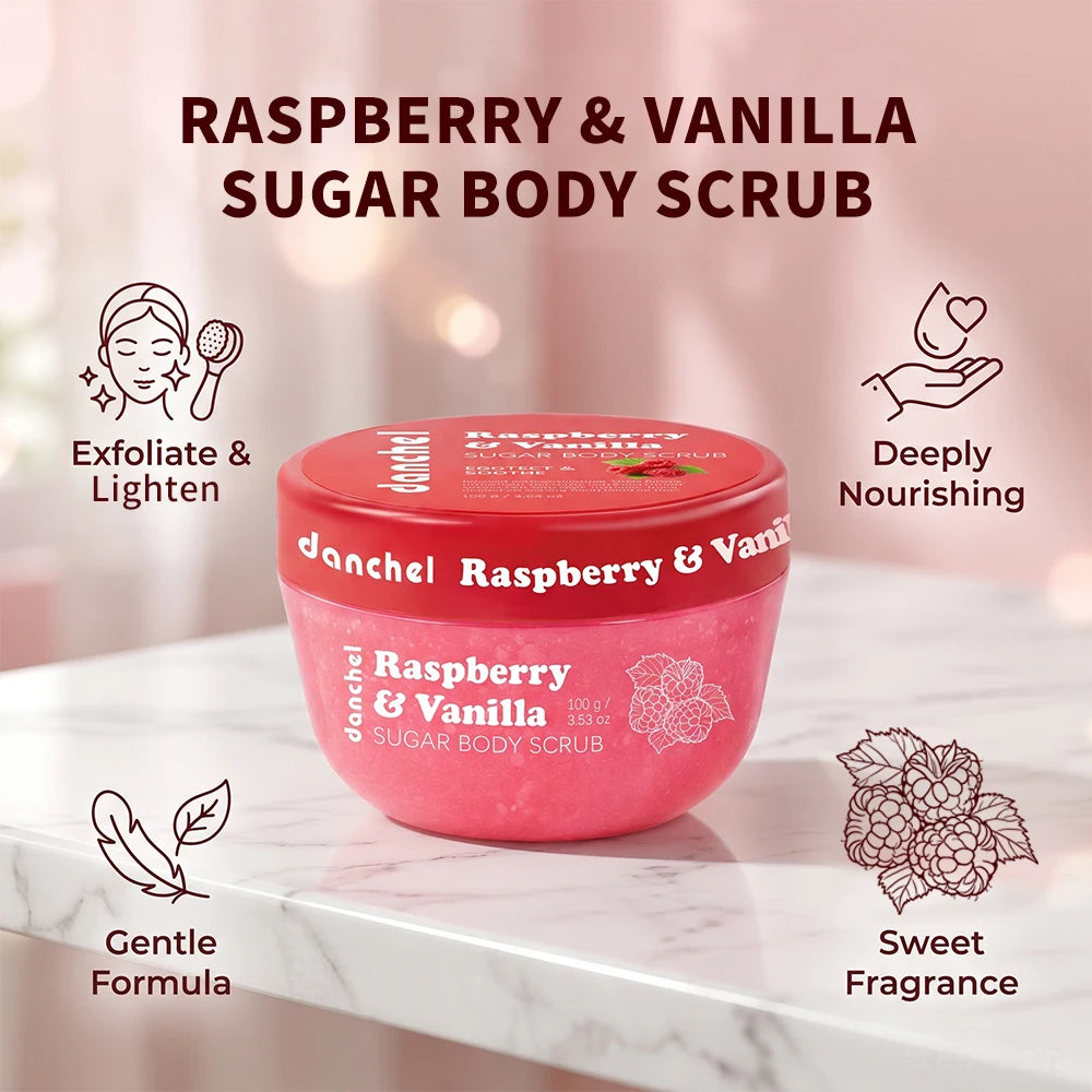 Raspberry Vanilla Sugar Body Scrub for Smooth Exfoliated Skin