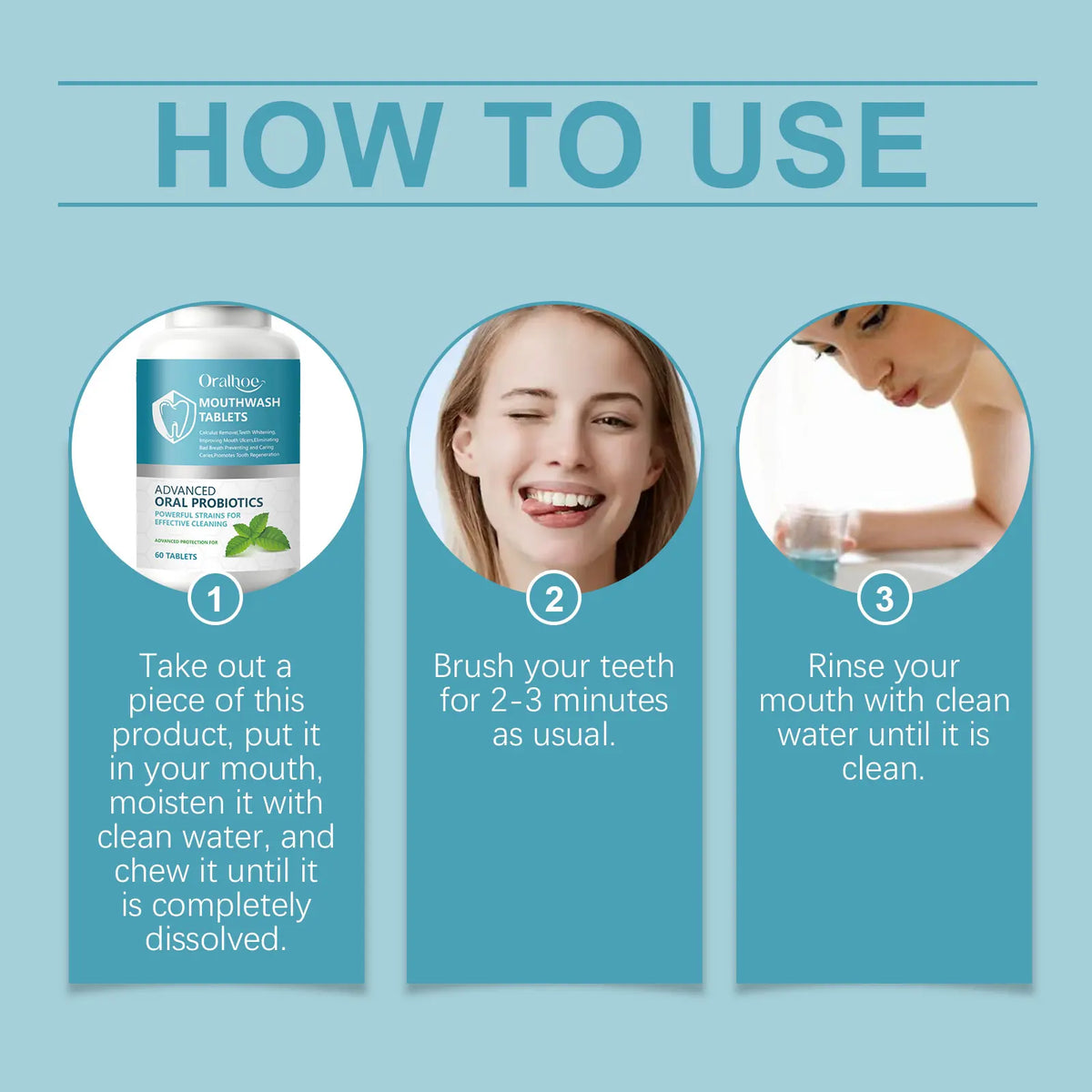 Refreshing Teeth Whitening & Probiotic Mouthwash Tablets